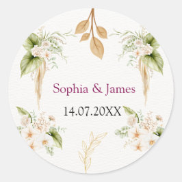 Blush Floral Gold Geometric wedding Ronde Sticker