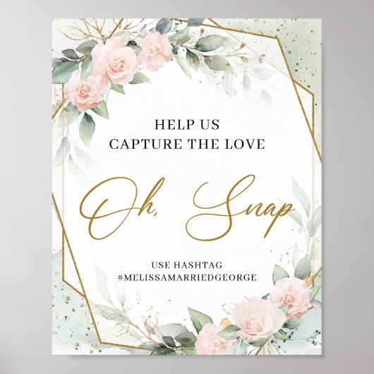 Blush floral gold Help ons de liefde te vangen Poster (Voorkant)