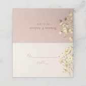 Blush Floral Gold Wedding Place Card (Buitenkant ongevouwen)