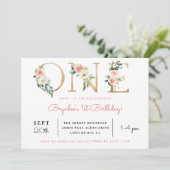 Blush Floral Golden ONE | 1e uitnodiging van de da (Staand voorkant)