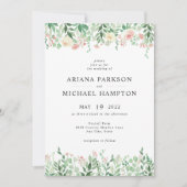 Blush Floral Greenery faire-part de mariage 4196 (Devant)
