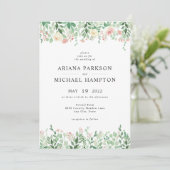 Blush Floral Greenery faire-part de mariage 4196 (Debout devant)