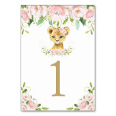Blush Floral Greenery Lion Cub Baby shower Kaart (Achterkant)