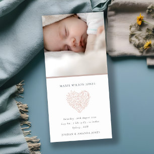 Blush Floral Heart Photo Baby Faire-part de naissa