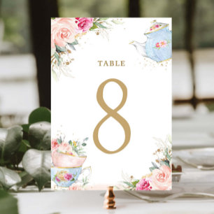 Blush Floral High Tea Party Numéro de table de mar