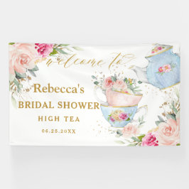Blush Floral High Tea Party Vrijgezellenfeest Back Spandoek