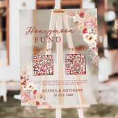 Blush Floral Honeymoon Fund QR Code Mariage
