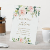 Blush Floral Ice Cream Bar-desserttabel Reclamebord Met Voetstuk (Insitu)