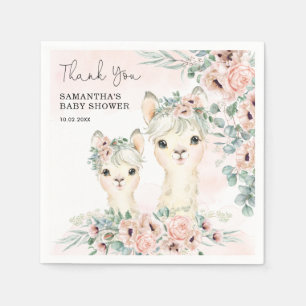 Blush Floral Llama Mama Eucalyptus Baby shower Servet