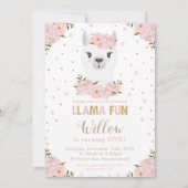 Blush Floral Llama Verjaardag Kaart (Voorkant)