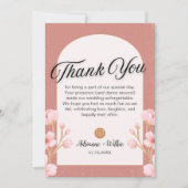 Blush Floral Mariage Carte de remerciements avec p (Devant)
