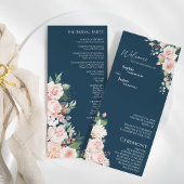 Blush Floral Marine Mariage Programme plat