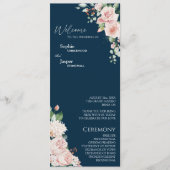 Blush Floral Marine Mariage Programme plat (Devant)