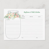 Blush Floral Mason Jar Newlysée Recette Cartes (Devant)