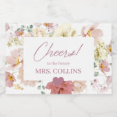 Blush Floral Mini Champagne Étiquette bouteille (Étiquettes simples)