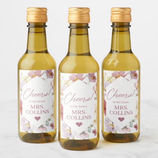 Blush Floral Mini Étiquette bouteille de vin (Bouteilles)