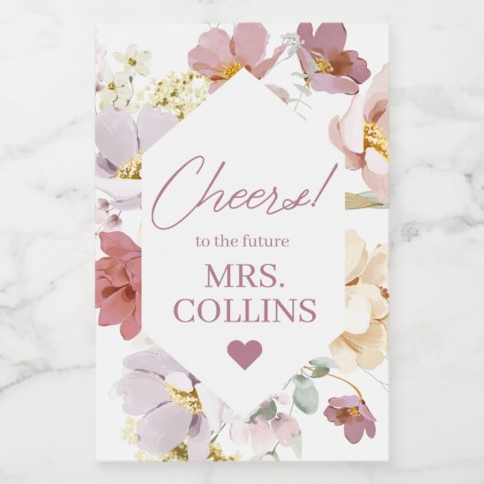 Blush Floral Mini Étiquette bouteille de vin (Étiquettes simples)