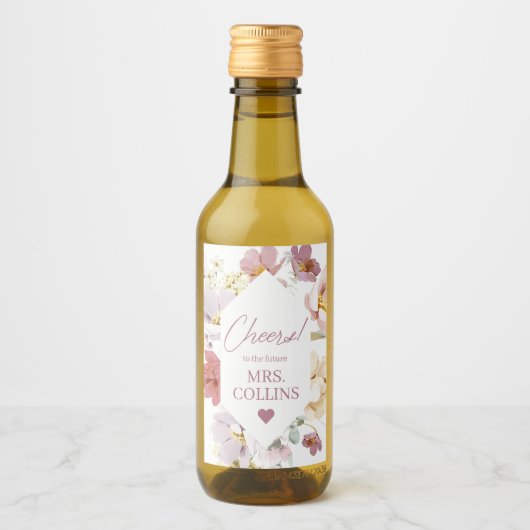 Blush Floral Mini Étiquette bouteille de vin (Devant)