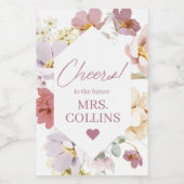 Blush Floral Mini Wijnflesje Etiket (Enkel label)