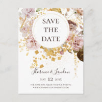 Blush Floral Moderne | Carte de Pré-annonce Postal