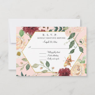 Blush Floral Moderne Élégant Rustique RSVP aquarel