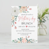 Blush Floral moederdag Brunch party Kaart (Staand voorkant)
