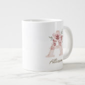 Blush Floral Monogram Feminine Mug - Letter A Extra Grote Beker (Voorkant rechts)