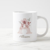 Blush Floral Monogram Feminine Mug - Letter A Extra Grote Beker (Rechts)