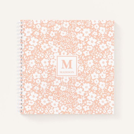 Blush Floral Monogram Notebook Journal Notitieboek (Voorkant)