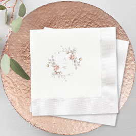 Blush Floral Monogram Wedding Napkins Servet