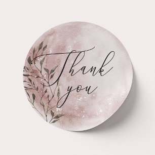Blush Floral Moon   Script Bedankt Trouw Favor Ronde Sticker