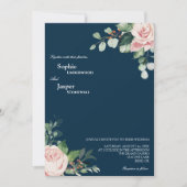 Blush Floral Navy Faire-part de mariage (Devant)