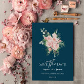 Blush Floral Navy Mariage Enregistrer La Carte Dat