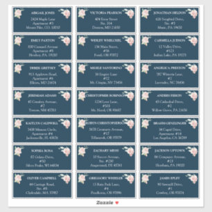 Blush Floral Navy Weddenschap adresetiketten Sticker