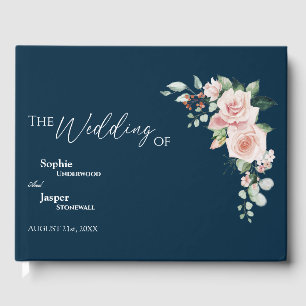 Blush Floral Navy Wedding Guest Book Gastenboek