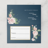Blush Floral Navy Wedding Place Card (Buitenkant ongevouwen)