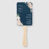Blush Floral Navy Wedding Program Fan Handwaaier (Voorkant)