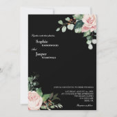 Blush Floral noir Faire-part de mariage (Devant)