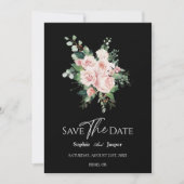 Blush Floral Noir Mariage Enregistrer La Carte Dat (Devant)