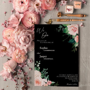 Blush Floral Noir Nous faisons Faire-part de maria