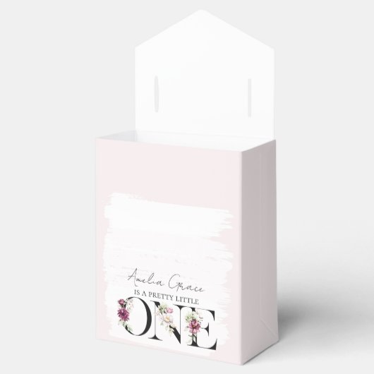  Blush Floral ONE Baby Girl's First Birthday Bedankdoosjes (Geopend)