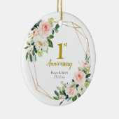 Blush Floral ons eerste Jubileum Keramisch Ornament (Rechts)