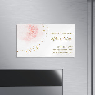 Blush Floral Petal Gold Glitter Stippen Magnetisch Visitekaartje