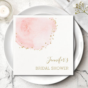 Blush Floral Petal Gold Glitter Stippen Vrijgezell Servet