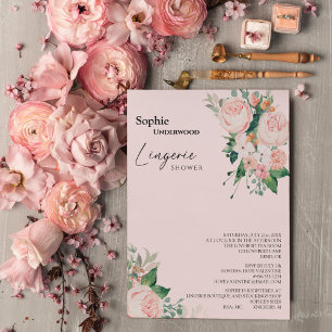 Blush Floral Pink Bridal Lingerie Shower Kaart