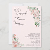 Blush Floral Pink Nous sommes engagés Invitation (Devant)