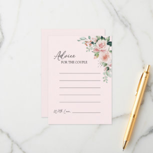 Blush Floral Pink Wedding Advice Kaart