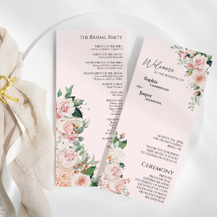 Blush Floral Pink Wedding Flat Program Programma