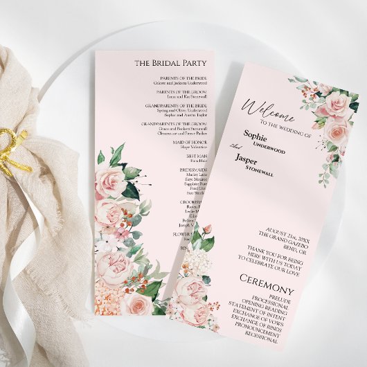 Blush Floral Pink Wedding Flat Program Programma