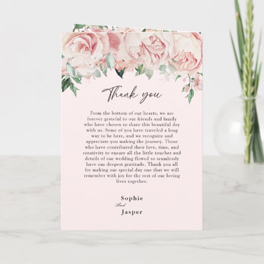 Blush Floral Pink Wedding Folded Programme Programma (Achterkant)